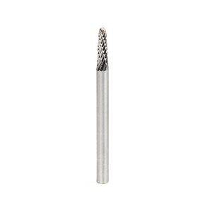 Amana Tool - BURS-210 Solid Carbide Radius Cone Shape 1/8 Dia x 3/8 x 1/8 Shank Double Cut