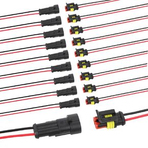موصل كهربائي تلقائي مقاوم للماء، 2 دبوس 16 AWG موصلات تحميل عالية للسيارات والشاحنات والقوارب وغيرها من توصيلات الأسلاك.