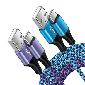 2 حزمة 6FT S24 Ultra Samsung Android شاحن سلك USB C لكتابة كابل شحن سريع 3.1A سلك طاقة للهاتف Samsung Galaxy A15 A55 A35 A54 A14 5G S24 S23 S22 S21 FE، iPhone 15 Pro Max 15 Plus 15 in Kuwait