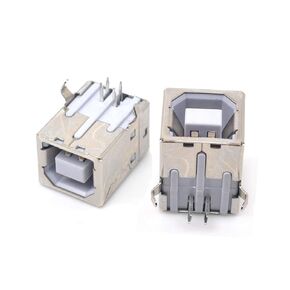 YXQ USB Type B Female Port 4-Pin 90 Degree B Solder Jack PCB Mount DIP Socket Connector Silver Tone, 5-Piece