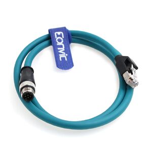 Eonvic M12 to RJ45 Industrial Ethernet 8 Pin A Code Sensor Connector Gigabit Ethernet Cat-6 High Flexible Shielded Cable for Cognex Industrial Camera (5M, Blue)