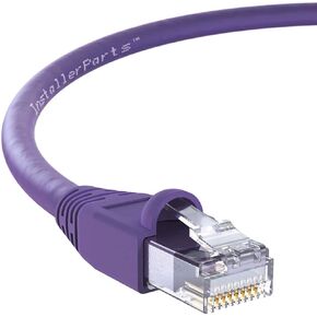 InstallerParts (10 Pack Ethernet Cable CAT6A Cable UTP Booted 1 FT - Purple - Professional Series - 10Gigabit/Sec Network/High Speed Internet Cable, 550MHZ