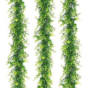 Black Artificial Flowers Black Eucalyptus Garlands Halloween Garland Black Leaf Garland with Flowers Fake Floral Greenery for Halloween Party Decor Home Backdrop Wall Fall Decor(Black)
