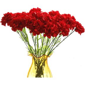 Leoyoubei 20 inch Bouquets 10 Stem Carnations,Outdoor UV Resistant No Fade Artificial Flower,Carnation Silk Petals Fake Flowers Forever Plants for Home Party and Wedding Decor (Champagne)