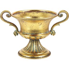 Antique Urn Planter Pedestal Vase Distressed Gold Metal Vase Tall Trumpet Fancy Vases Flower Arrangement Pots for Centerpiece Flower Holder for Wedding Party Home