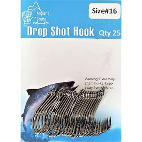 Angler's Grotto Drop Shot/Split Shot Hook | 25/50 Count Per Pack | Freshwater Saltwater Fishing Hooks | High Carbon Steel 1X Strong Forged | Size #8#10#12#14#16#18#20#24