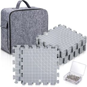 Blocking Mats for Knitting & Crochet, 9 Pack Crochet Blocking Mats with 200 Pins, Extra Thick Square Blocking Boards with Storage Bag, 12.6" x 12.6" in Kuwait