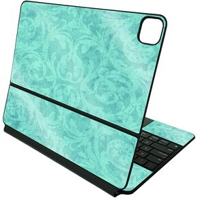 MightySkins Glossy Glitter Skin Compatible with Apple Magic Keyboard for iPad Pro 12.9" (3rd-6th Generation) - Baby Blue Jacquard | Protective, Durable High-Gloss Glitter Finish | Made in The USA