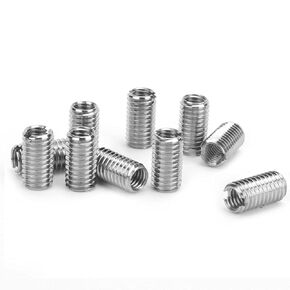 Jeanoko 10Pcs Thread Inserts Hardware Fastener Inner M6*1.0 Outer M8*1.25 Length 15MM Male Female Reducing Nut Stainless Steel Hardware Repair Tool
