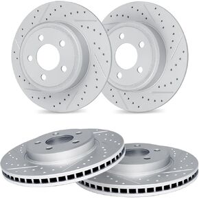 R1 Concepts Front Rear Brake Rotor Kit |Brake Rotors| Brake Disc |Drilled and Slotted|fits 2004-2008 Acura TL