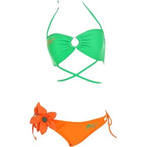 Winx Club Women's Bikini Sets Swimsuit Bathing Suit with Beach Gauze Skirt Stella Swimsuit Green Orange