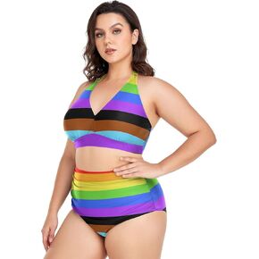 Women Plus Size Bikini 2-Piece Swimsuit Ruched Swimwear Large Beachwear