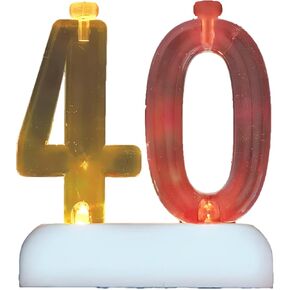 Multicolor Plastic Number 40 Flashing Candle Holder With Birthday Candle Set - 1 Set - Elegant, Eye-catching & Durable - Perfect Cake Topper For Birthday Celebrations