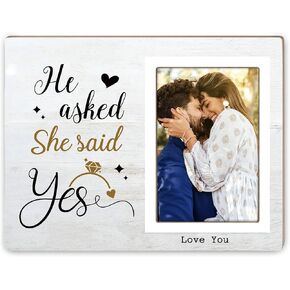 Engagement Photo Frame, Engagement Gifts for Couples, He Asked, She Said Yes, Engagement, Wedding, Love, Couples Photo Frame 4x6Inch 12P061