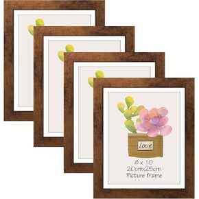 4x6 Picture Frame Matted to 4x6 Photo or 5x7 without Mat, 4 Pack Wooden Frames 4x6 Black for Wall or Tabletop Display