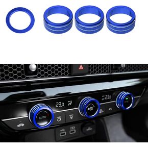 CKE 4pcs for Honda Civic 2025 2024 2023 2022 for Honda CRV HRV Accord 2025 2024 2023 Accessories Car Center Console Cover AC Knob Engine Start Cover Rings -Blue