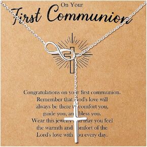 Confirmation Gifts for Teen Girls Silver Cross Necklaces First Confirmation Necklace Gifts for Girls Faith Religious Cross Jewelry Gifts for Women