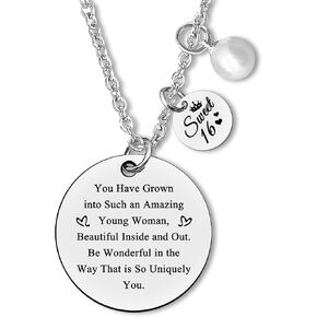 Sweet 16 Necklace Gifts for Daughter Granddaughter Encouragement 16th Birthday Gifts Niece Goddaughter Happy 16 Years Old Birthday Jewelry Gifts Sweet Sixteen Gifts Driving License Gift