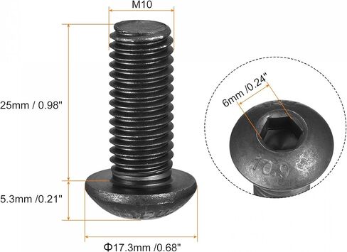 uxcell M10x25mm Hex Socket Button Head Cap Bolts Screws Alloy Steel 15pcs in Saudi Arabia