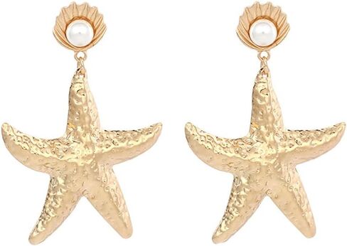 Large Starfish Shell Earrings Boho Star Conch Dangle for Women Teens Beach Ocean Holiday Summer Jewelry Gift in Saudi Arabia