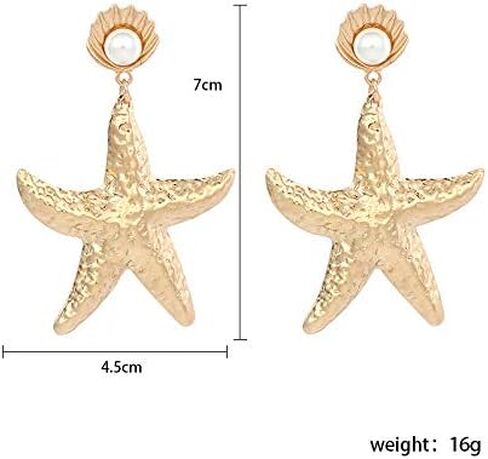 Large Starfish Shell Earrings Boho Star Conch Dangle for Women Teens Beach Ocean Holiday Summer Jewelry Gift in Saudi Arabia