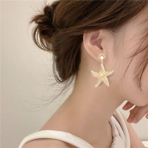 Large Starfish Shell Earrings Boho Star Conch Dangle for Women Teens Beach Ocean Holiday Summer Jewelry Gift in Saudi Arabia