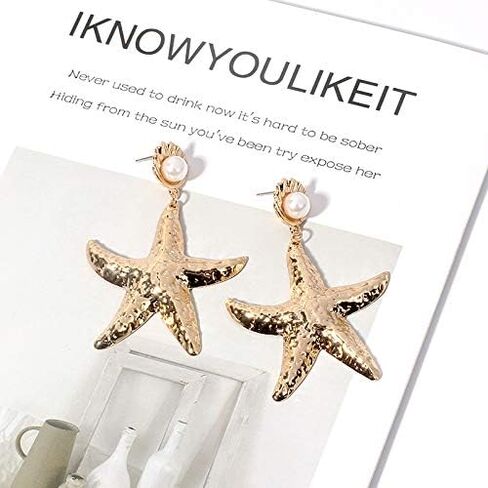 Large Starfish Shell Earrings Boho Star Conch Dangle for Women Teens Beach Ocean Holiday Summer Jewelry Gift in Saudi Arabia