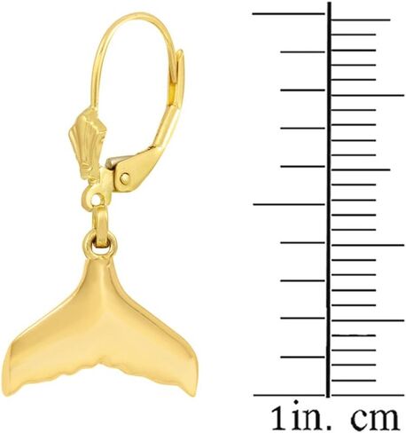 Polished 10k Yellow Gold Whale Tail Dangle Earrings in Saudi Arabia