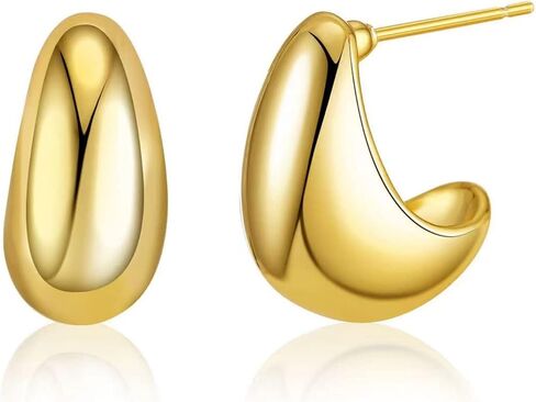 Chunky Gold Hoop Earrings for Women, Lightweight Waterdrop Hollow Open Hoops for Girls, Hypoallergenic Earrings Fashion Jewelry for Women Girls in Saudi Arabia