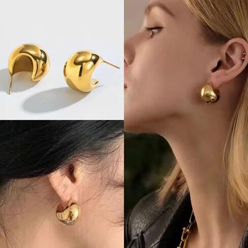 Chunky Gold Hoop Earrings for Women, Lightweight Waterdrop Hollow Open Hoops for Girls, Hypoallergenic Earrings Fashion Jewelry for Women Girls in Saudi Arabia