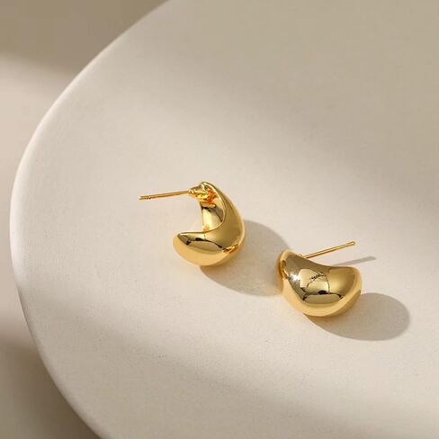 Chunky Gold Hoop Earrings for Women, Lightweight Waterdrop Hollow Open Hoops for Girls, Hypoallergenic Earrings Fashion Jewelry for Women Girls in Saudi Arabia
