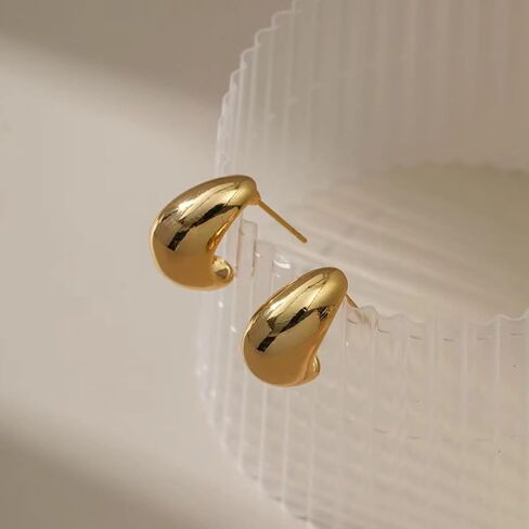 Chunky Gold Hoop Earrings for Women, Lightweight Waterdrop Hollow Open Hoops for Girls, Hypoallergenic Earrings Fashion Jewelry for Women Girls in Saudi Arabia