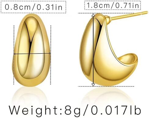Chunky Gold Hoop Earrings for Women, Lightweight Waterdrop Hollow Open Hoops for Girls, Hypoallergenic Earrings Fashion Jewelry for Women Girls in Saudi Arabia