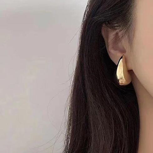 Chunky Gold Hoop Earrings for Women, Lightweight Waterdrop Hollow Open Hoops for Girls, Hypoallergenic Earrings Fashion Jewelry for Women Girls in Saudi Arabia