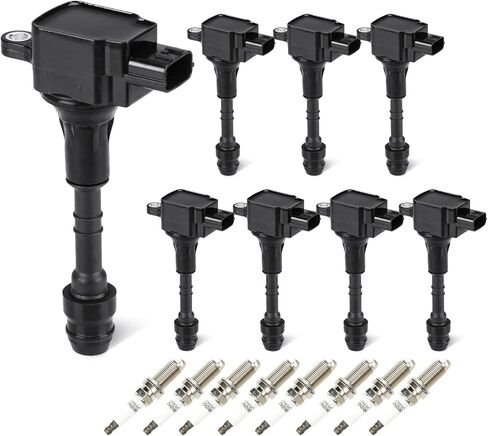 مجموعة من 8 ملفات إشعال حزمة 8 شمعات إشعال إيريدوم متوافقة مع 2004 2005 2006 إنفينيتي QX56، نيسان تيتان أرمادا 5.6L استبدال UF510 in Kuwait