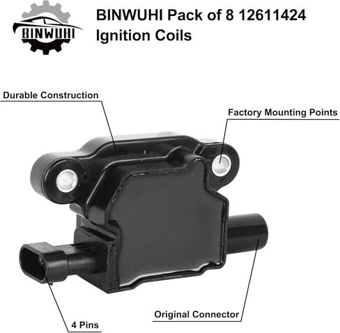 مجموعة من 8 ملفات إشعال متوافقة مع محرك Chevy Silverado Avalanche Tahoe Trailblazer GMC Sierra Yukon Cadillac Escalade 5.3L 6.0L V8 استبدال المحرك OE# C1511 D510C 12611424 12570616 in Kuwait