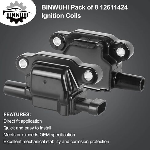 مجموعة من 8 ملفات إشعال متوافقة مع محرك Chevy Silverado Avalanche Tahoe Trailblazer GMC Sierra Yukon Cadillac Escalade 5.3L 6.0L V8 استبدال المحرك OE# C1511 D510C 12611424 12570616 in Kuwait