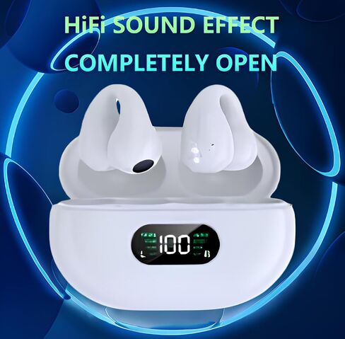 Cordless Earphones with Microphone and Adjustable Equalizer, Wireless Earbuds Bluetooth Headphones 20H Playtime Stereo LED Power Display for All Types of Devices (white) in Saudi Arabia