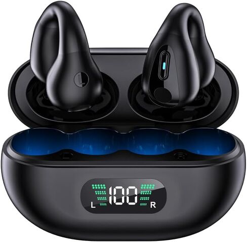 Cordless Earphones with Microphone and Adjustable Equalizer, Wireless Earbuds Bluetooth Headphones 20H Playtime Stereo LED Power Display for All Types of Devices (white) in Saudi Arabia