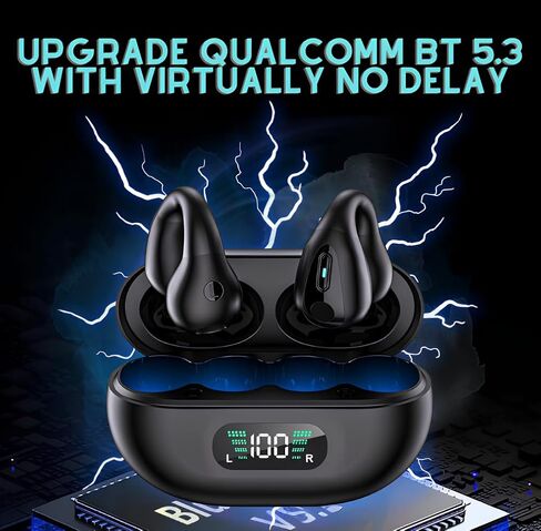Cordless Earphones with Microphone and Adjustable Equalizer, Wireless Earbuds Bluetooth Headphones 20H Playtime Stereo LED Power Display for All Types of Devices (white) in Saudi Arabia