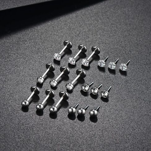 9pcs Threadless Push in Nose Rings Studs for Multiple Piercing,316L Surgical Stainless Steel Lip Rings Studs Labret Jewelry Cartilage Tragus Helix Earrings Studs Monroe Medusa Piercing Jewelry for Women Men in Kuwait