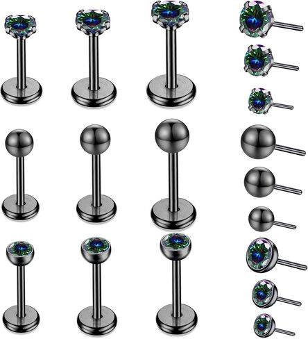 9pcs Threadless Push in Nose Rings Studs for Multiple Piercing,316L Surgical Stainless Steel Lip Rings Studs Labret Jewelry Cartilage Tragus Helix Earrings Studs Monroe Medusa Piercing Jewelry for Women Men in Kuwait
