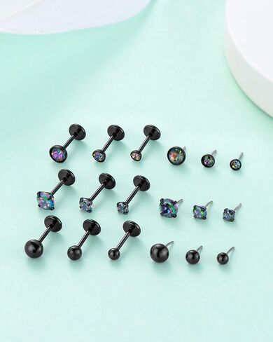9pcs Threadless Push in Nose Rings Studs for Multiple Piercing,316L Surgical Stainless Steel Lip Rings Studs Labret Jewelry Cartilage Tragus Helix Earrings Studs Monroe Medusa Piercing Jewelry for Women Men in Kuwait