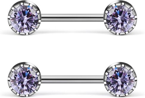 14G Astm F136 Titanium Nipple Piercing Jewelry Shiny CZ Multicolor Opal Nipple Barbell Jewelry Internally Threaded G23 Solid Nipple Piercing Barbell Ring Jewelry for Women Men 14 Gauge in Saudi Arabia