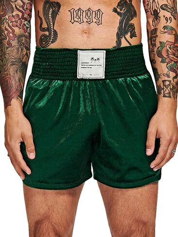 Floerns Men's Letter Patched Elastic Waist Side Split Shirred Track Shorts in Saudi Arabia