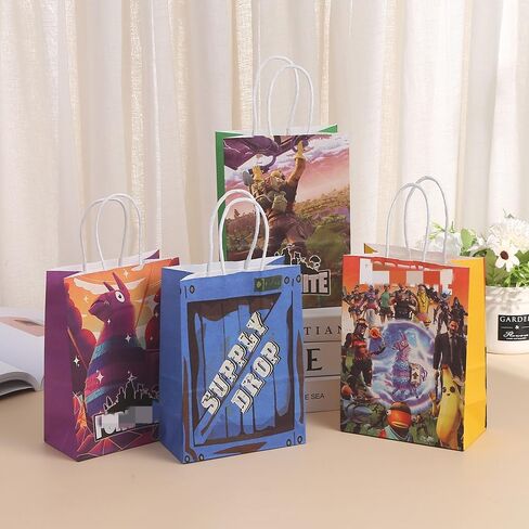 KDMOWHON Gaming Themed Gift Bags, 4 Styles, 3 Per Style, 8.2x5.9x3.1 Inches, Carry Handle, Assorted Toy & Treat Bags in Saudi Arabia