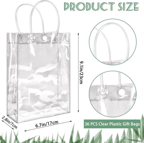 BadenBach 36 قطعة من أكياس الهدايا البلاستيكية الشفافة بمقبض، أكياس هدايا شفافة قابلة لإعادة الاستخدام، أكياس هدايا بلاستيكية شفافة لعيد الأم وحفلات الزفاف وأعياد الميلاد وحفلات استقبال المولود الجديد، 9.1 بوصة × 6.7 بوصة × 2.8 بوصة in Kuwait