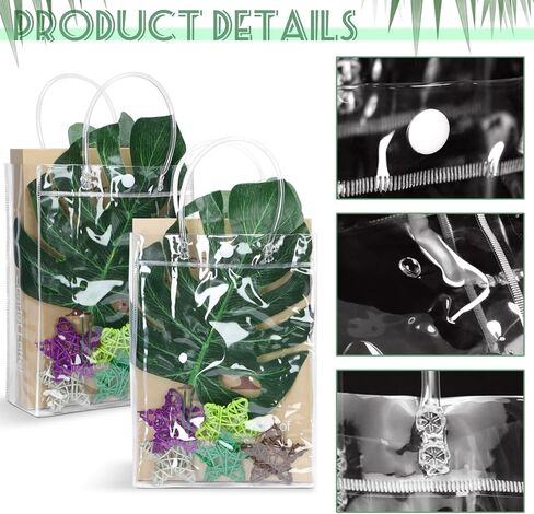 BadenBach 36 قطعة من أكياس الهدايا البلاستيكية الشفافة بمقبض، أكياس هدايا شفافة قابلة لإعادة الاستخدام، أكياس هدايا بلاستيكية شفافة لعيد الأم وحفلات الزفاف وأعياد الميلاد وحفلات استقبال المولود الجديد، 9.1 بوصة × 6.7 بوصة × 2.8 بوصة in Kuwait