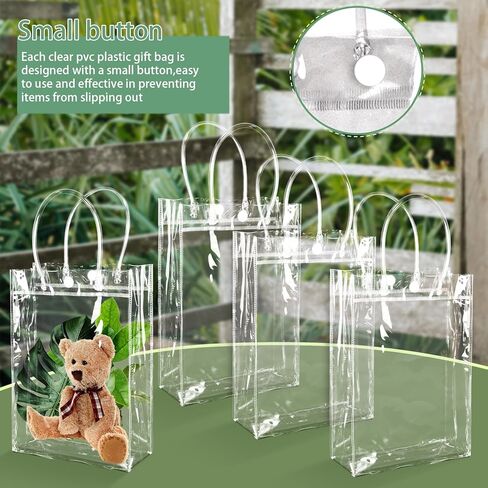 BadenBach 36 قطعة من أكياس الهدايا البلاستيكية الشفافة بمقبض، أكياس هدايا شفافة قابلة لإعادة الاستخدام، أكياس هدايا بلاستيكية شفافة لعيد الأم وحفلات الزفاف وأعياد الميلاد وحفلات استقبال المولود الجديد، 9.1 بوصة × 6.7 بوصة × 2.8 بوصة in Kuwait