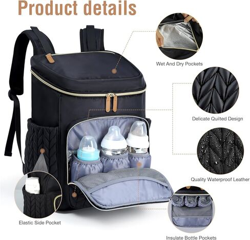 Extra Large Diaper Bag Backpack, Diaper Bag for 2 Kids, Twin Diaper Bag 35L Expandable with Detachable Trolley and Changing Pad, Black in Kuwait